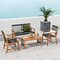 4-Piece Outdoor Patio Furniture Set Loveseat 2 Chairs Black Natural Table